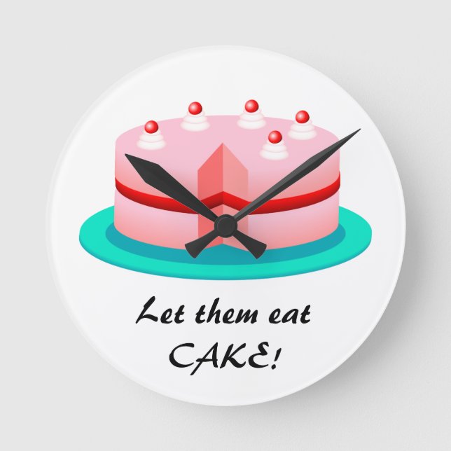Let Them Eat Cake!: Pink Cake Kitchen Clock (Front)
