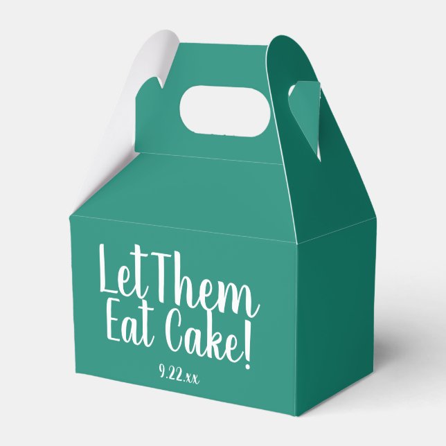 Let Them Eat Cake Teal Wedding Take Home Boxes (Front Side)