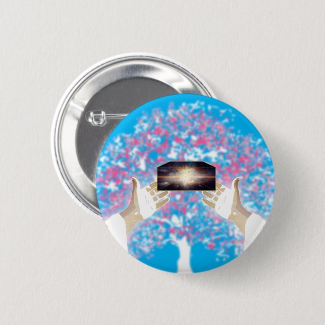 Let there be light: and there was light 6 cm round badge (Front & Back)
