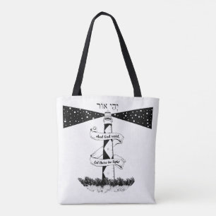 LET THERE BE LIGHT black and white Tote Bag