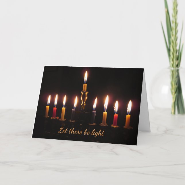 Let there be light menorah Hanukkah card (Front)