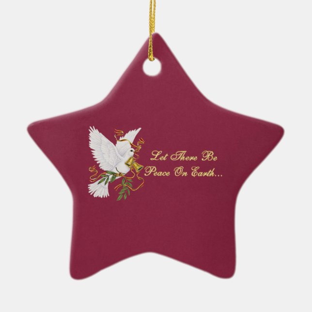 let there be peace on earth ceramic tree decoration (Front)