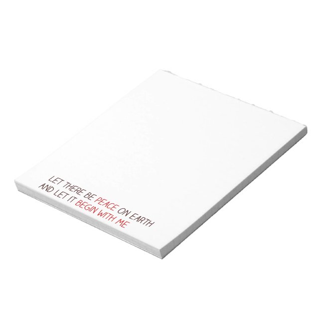 Let there be peace on earth notepad (Rotated)