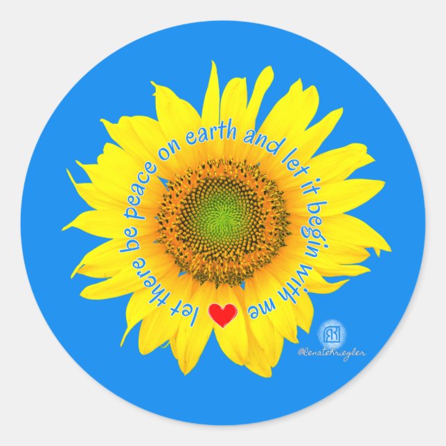 let there be peace on earth - sunflower classic round sticker (Front)