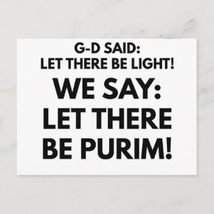 let there be purim blanco MEJORADA Postcard