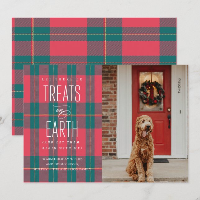 Let There Be Treats on Earth Pet Photo Holiday  Invitation (Front/Back)