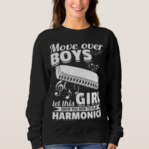 Let This Girl Show You How To Play Harmonica Music Sweatshirt