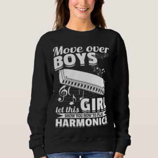 Let This Girl Show You How To Play Harmonica Music Sweatshirt
