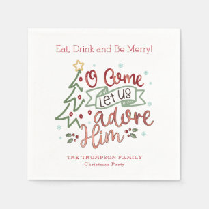 Let Us Adore Him Christmas Napkin
