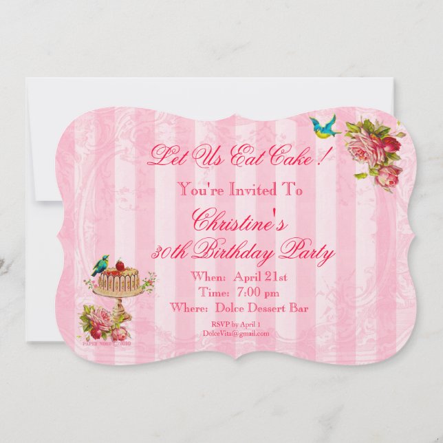 Let Us Eat Cake Party Invitations (Back)