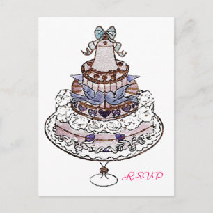 Let Us Eat Cake  ~ Wedding RSVP Postcard