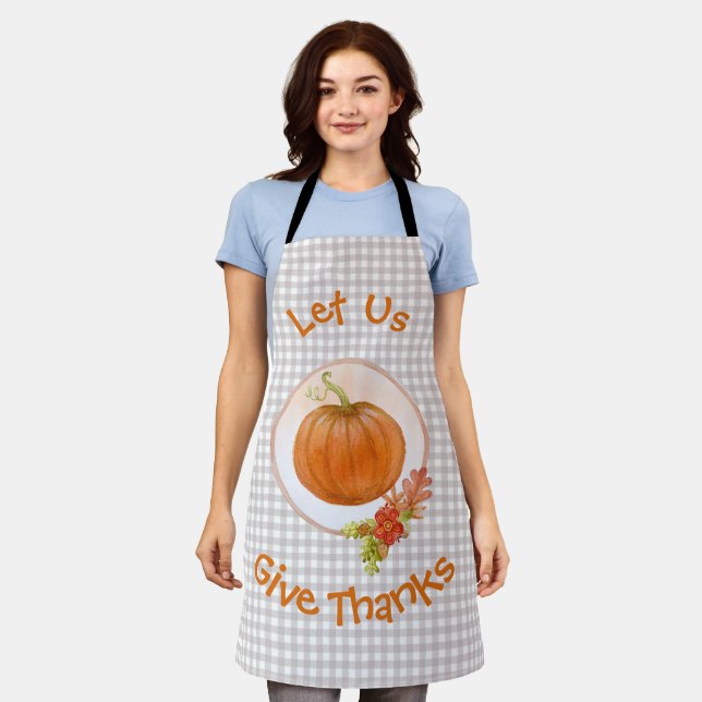 Let Us Give Thanks - Pumpkin And Flowers Apron (Worn)