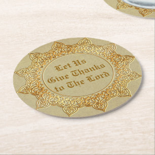 Let Us Give Thanks To The Lord - Round Paper Coaster