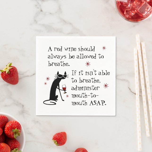 Let Wine Breathe or Mouth-to-Mouth Funny Quote Napkin (Insitu)