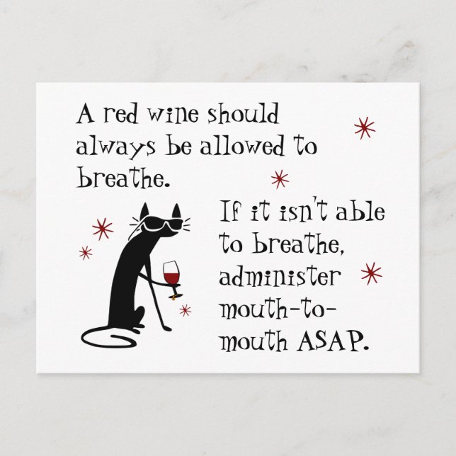 Let Wine Breathe or Mouth-to-Mouth Funny Quote Postcard (Front)