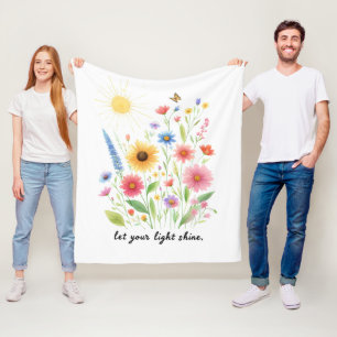 Let you light shine flowers and sun fleece blanket