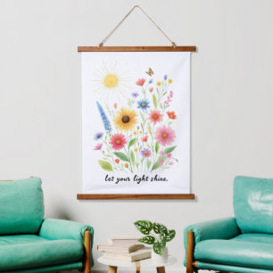 Let you light shine flowers and sun hanging tapestry