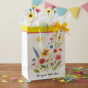 Let you light shine flowers and sun medium gift bag