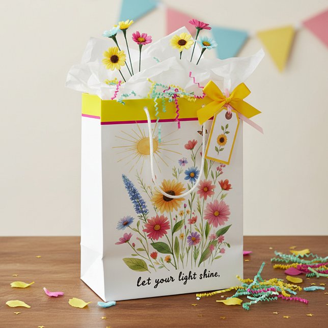 Let you light shine flowers and sun medium gift bag (Creator Uploaded)