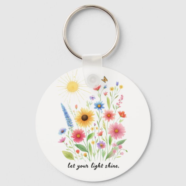 Let you light shine flowers and sun monogram key ring (Front)