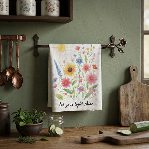 Let you light shine flowers and sun tea towel