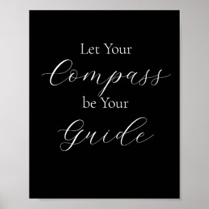 'Let Your Compass Be Your Guide' Phrase White  Poster