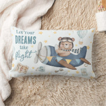 Let Your Dream Take Flight Cute Bear Blue Plane 