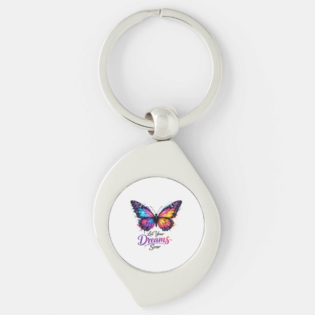 Let Your Dreams Soar – Colourful Butterfly Key Ring (Front)