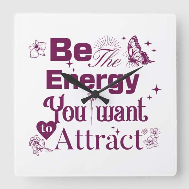 Let Your Energy Speak" 🌟💝 Square Wall Clock (Front)