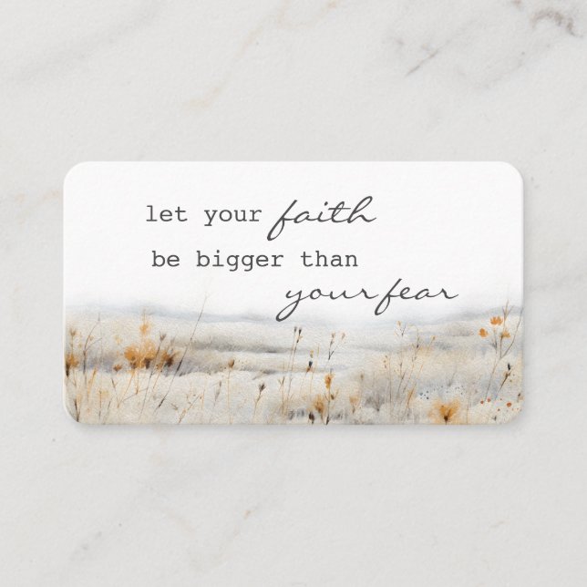 Let your Faith be bigger than fear Christian Quote Business Card (Front)