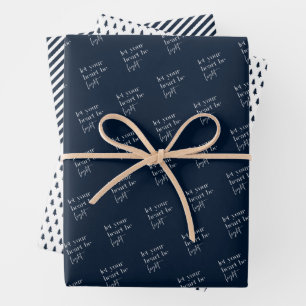 Let Your Heart Be Light Blue Christmas Wrapping Paper Sheet