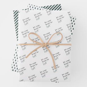 Let Your Heart Be Light Green Christmas Wrapping Paper Sheet