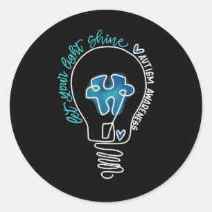 Let Your Light Shine Autism Awareness  Classic Round Sticker