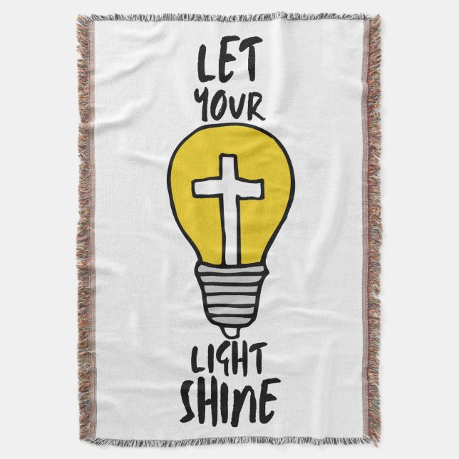 Let Your Light Shine Bible Cross Throw Blanket (Front Vertical)