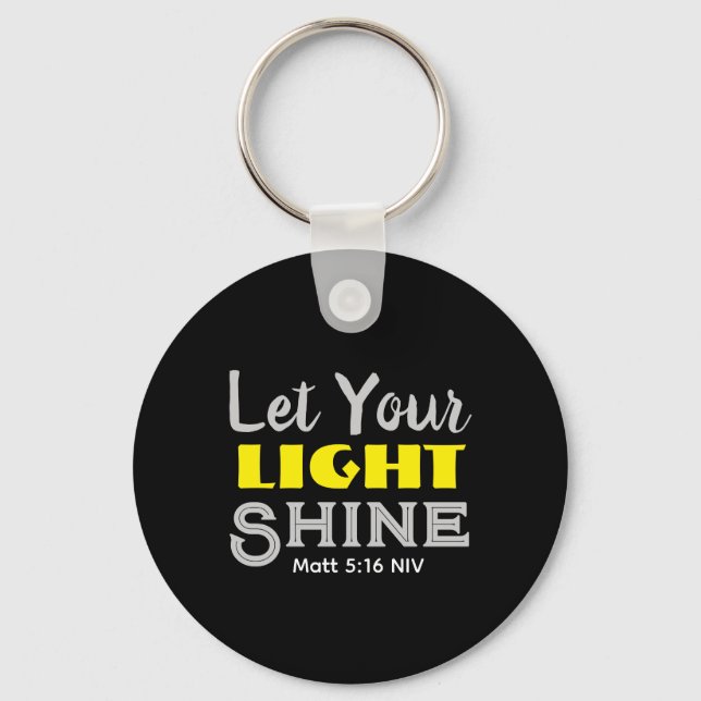 Let Your Light Shine Bible Verse Black and Yellow Key Ring (Front)