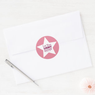 Let Your Light Shine Bible Verse White Star Pink Classic Round Sticker