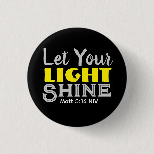 Let Your Light Shine Bible Verse Yellow Cute Black 3 Cm Round Badge