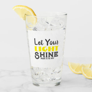Let Your Light Shine Bible Verse Yellow Cute White Glass