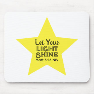 Let Your Light Shine Bible Verse Yellow Star White Mouse Pad