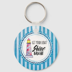 Let Your Light Shine Bright Lighthouse Typography Key Ring