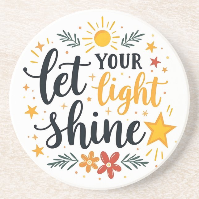 Let Your Light Shine | Christian Bible Verse Coaster (Front)