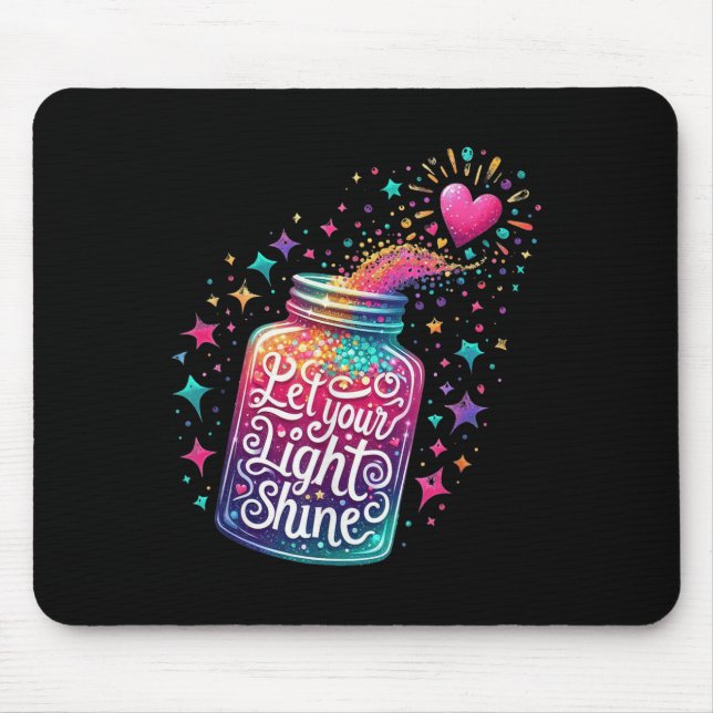 Let Your Light Shine Colourful Stars Heart  Mouse Pad (Front)
