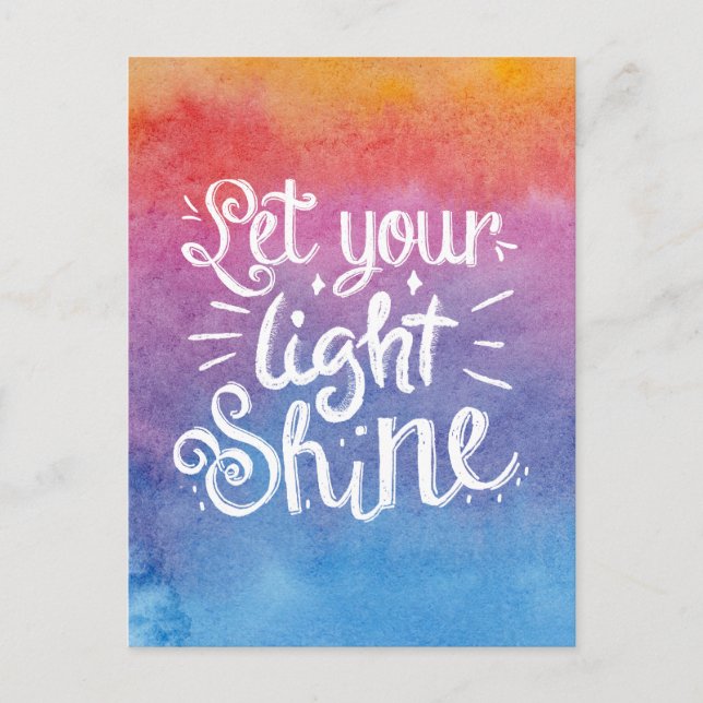 Let Your Light Shine Quote - Watercolor Postcard (Front)