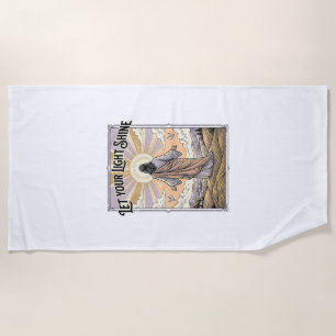 Let Your Light Shine Vintage Faith Beach Towel