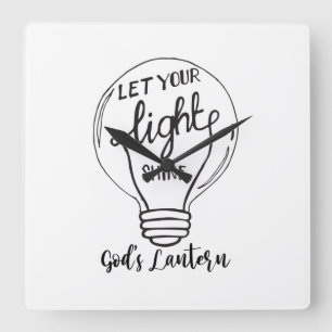 Let Your Light Shine with God's Lanterns Square Wall Clock