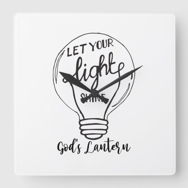 Let Your Light Shine with God's Lanterns Square Wall Clock (Front)