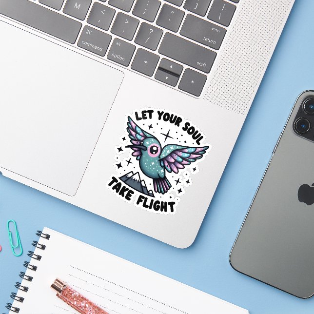 Let Your Soul Take Flight Sticker (Laptop w/ iPhone)