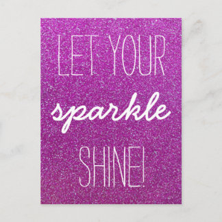 Let Your Sparkle Shine Purple Glitter Postcard