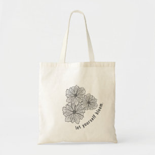 'Let Yourself Bloom' Floral Quote Natural Budget Tote Bag