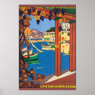 L'Ete Sur La Cote D'Azur Vintage Travel Poster